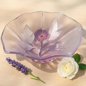 Walther-Glas 1970s Calypso Ruffled Frosted Lavender Centerpiece Bowl, 13x4”